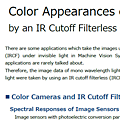 Color Appearances of Invisible Light by an IR Cutoff Filterless Color Camera