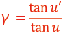 γ = tan 𝑢′/ tan 𝑢